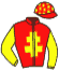 casaque portée par Germain Mlle M. jockey du cheval de course MONT STEELE, information pmu ZETURF