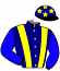 casaque portée par Forest M. jockey du cheval de course FALSTAFF DU PECOS, information pmu ZETURF