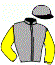 casaque portée par Urbano Aguero Lui. jockey du cheval de course CODE OF SILENCE, information pmu ZETURF