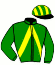 casaque portée par Desmigneux F. jockey du cheval de course HELECTRIQUE (FR), information pmu ZETURF