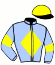 casaque portée par Demuro C. jockey du cheval de course GRAND GLORY (GB), information pmu ZETURF