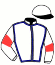 casaque portée par Monnier A. jockey du cheval de course CENIZA (IE), information pmu ZETURF