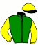 casaque portée par Riou C. jockey du cheval de course NORMANDE, information pmu ZETURF