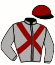 casaque portée par Velon Mlle M. jockey du cheval de course DECBOU, information pmu ZETURF