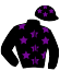 casaque portée par Brunelli Mlle M. jockey du cheval de course INTERSTELLA, information pmu ZETURF