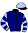 casaque portée par Clozier F. jockey du cheval de course EVISTO BLUES, information pmu ZETURF