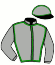 casaque portée par Duvaldestin C. jockey du cheval de course ISKANDIA, information pmu ZETURF