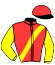 casaque portée par Abrivard M. jockey du cheval de course JIMMY FERRO BR, information pmu ZETURF