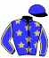 casaque portée par Barrier A. jockey du cheval de course INDIANA SENSE, information pmu ZETURF
