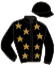casaque portée par Lagadeuc F. jockey du cheval de course GILMOUR, information pmu ZETURF