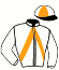 casaque portée par Duvaldestin Theo jockey du cheval de course IRIS DES ROSEAUX, information pmu ZETURF