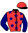 casaque portée par Mottier M. jockey du cheval de course LIBELLA DU HOULBET, information pmu ZETURF