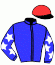 casaque portée par De Folleville B. jockey du cheval de course JOHORE, information pmu ZETURF