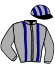 casaque portée par Bertin Lil. jockey du cheval de course JAZZY THOURJAN, information pmu ZETURF