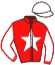 casaque portée par Binimelis Pena M.A. jockey du cheval de course JOKER STAR, information pmu ZETURF