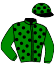 casaque portée par Lagadeuc F. jockey du cheval de course GETEHI DU NOYER, information pmu ZETURF