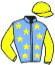 casaque portée par Ouvrie F. jockey du cheval de course LE CHEF, information pmu ZETURF