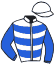casaque portée par Lherete A. jockey du cheval de course KELLE EAU, information pmu ZETURF