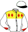 casaque portée par Thomain D. jockey du cheval de course FRANKIE BAR, information pmu ZETURF