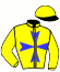 casaque portée par Phlypo K. jockey du cheval de course EVORINO D'ERIQUE, information pmu ZETURF