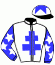 casaque portée par Bizoux Mlle E. jockey du cheval de course HILL VALLEY, information pmu ZETURF