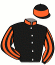 casaque portée par Gelormini G. jockey du cheval de course HOWDY QUICK, information pmu ZETURF