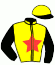 casaque portée par Bakker R. jockey du cheval de course HYSOPE DE NGANDA, information pmu ZETURF