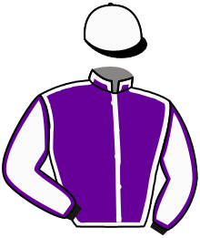casaque portée par Romary Mlle M. jockey du cheval de course KAHOUNA, information pmu ZETURF