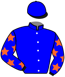 casaque portée par Rousselet T. jockey du cheval de course JOUEUR, information pmu ZETURF