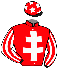 casaque portée par Daougabel Q. jockey du cheval de course JIRELLA DU LOISIR, information pmu ZETURF