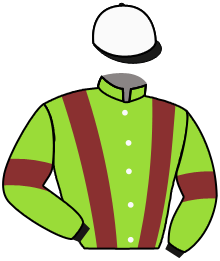 casaque portée par Crastus A. jockey du cheval de course INDIAN GOLD, information pmu ZETURF