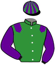 casaque portée par Eon Mlle M. jockey du cheval de course QUARTIER MAITRE, information pmu ZETURF
