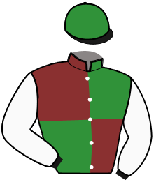 casaque portée par Mathias-maisonnette Mme Tam. jockey du cheval de course MANHATTAN VISAIS, information pmu ZETURF