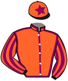 casaque portée par Velon Mlle M. jockey du cheval de course TREVANION, information pmu ZETURF