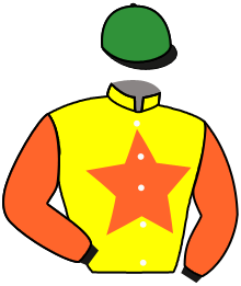 casaque portée par Flament B. jockey du cheval de course SOURCE YVETTE, information pmu ZETURF