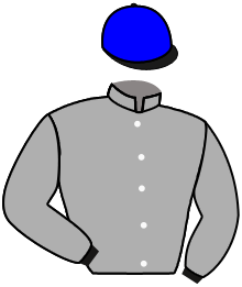 casaque portée par Madamet A. jockey du cheval de course ROYAL CADEAU, information pmu ZETURF