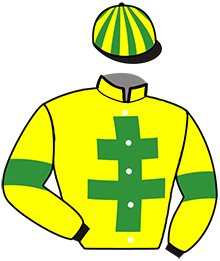 casaque portée par Desmigneux F. jockey du cheval de course IRON MAN D'AVRIL, information pmu ZETURF