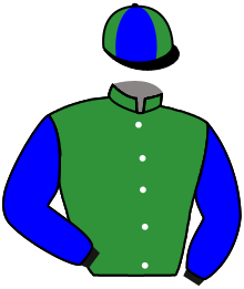 casaque portée par Forest M. jockey du cheval de course MIRAGE BLOU, information pmu ZETURF