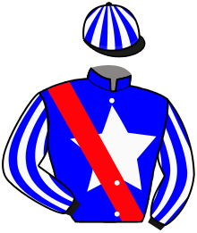 casaque portée par Deniel K. jockey du cheval de course JOLICOEUR, information pmu ZETURF
