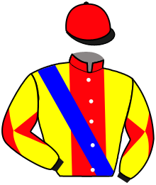 casaque portée par Bachelot T. jockey du cheval de course FRANCISCAINE, information pmu ZETURF
