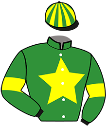 casaque portée par Delaune G. jockey du cheval de course ILLICO PRESTO FAC, information pmu ZETURF