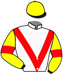 casaque portée par Nabet K. jockey du cheval de course MARBELLA DEL SOL, information pmu ZETURF