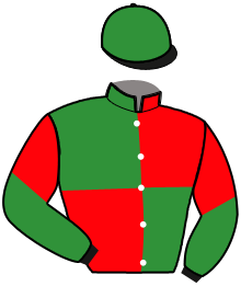 casaque portée par Baude S. jockey du cheval de course KING FLY, information pmu ZETURF