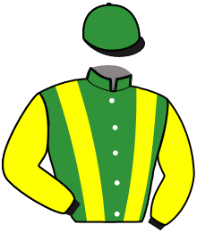 casaque portée par Desmigneux F. jockey du cheval de course LADY PETTEVINIERE, information pmu ZETURF