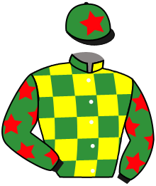 casaque portée par Pedron Mme Sar. jockey du cheval de course CARIBBEAN PEARL, information pmu ZETURF