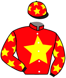 casaque portée par Germain Mlle M. jockey du cheval de course SOGNO MIO, information pmu ZETURF