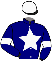 casaque portée par O. Merle jockey du cheval de course LAIKA SCOTT, information pmu ZETURF