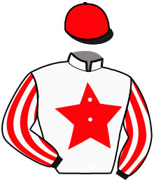 casaque portée par Gouin V. jockey du cheval de course LA MOME BOND, information pmu ZETURF