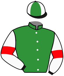 casaque portée par Velon Mlle M. jockey du cheval de course POTE, information pmu ZETURF