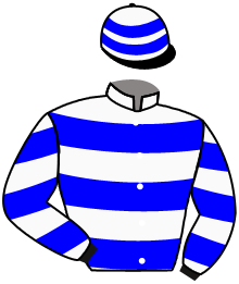 casaque portée par Merille C. jockey du cheval de course IVA, information pmu ZETURF